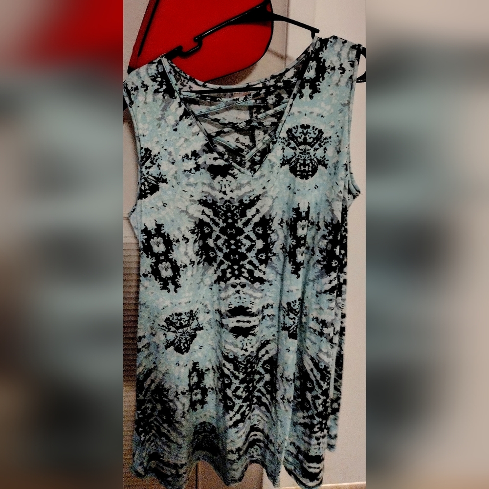 Black and turquoise day dress short sleeve